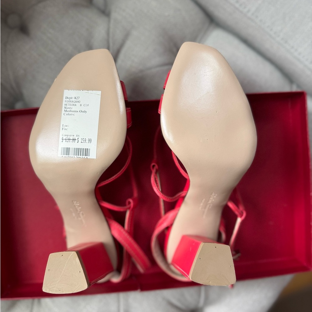 NEW Ferragamo Block Heel Sandals